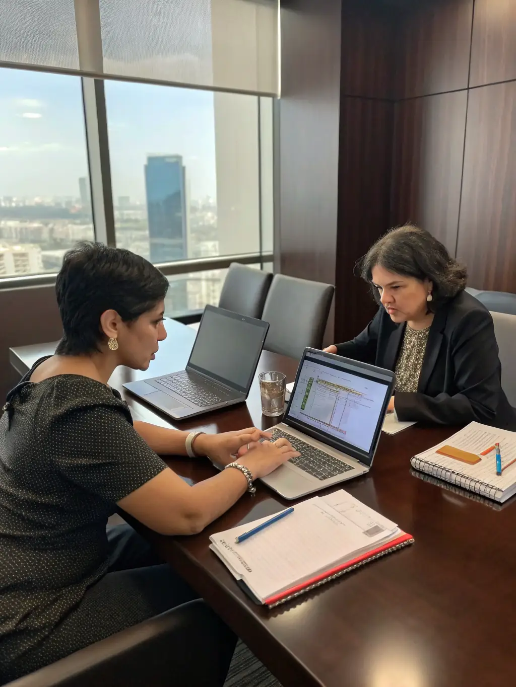 An Indian woman mentor guiding a young female entrepreneur, emphasizing personalized support and mentorship.