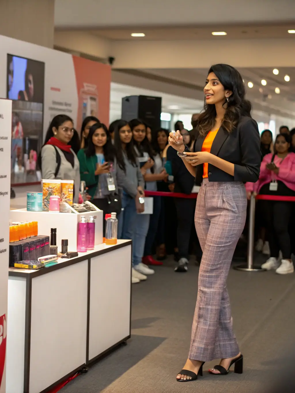 An Indian woman entrepreneur presenting her business plan to potential investors, showcasing entrepreneurship guidance.